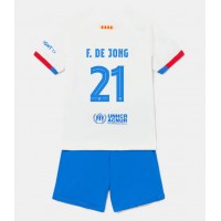 Stroje piłkarskie Barcelona Frenkie de Jong #21 Koszulka Wyjazdowej dla dzieci 2023-24 Krótki Rękaw (+ szorty)